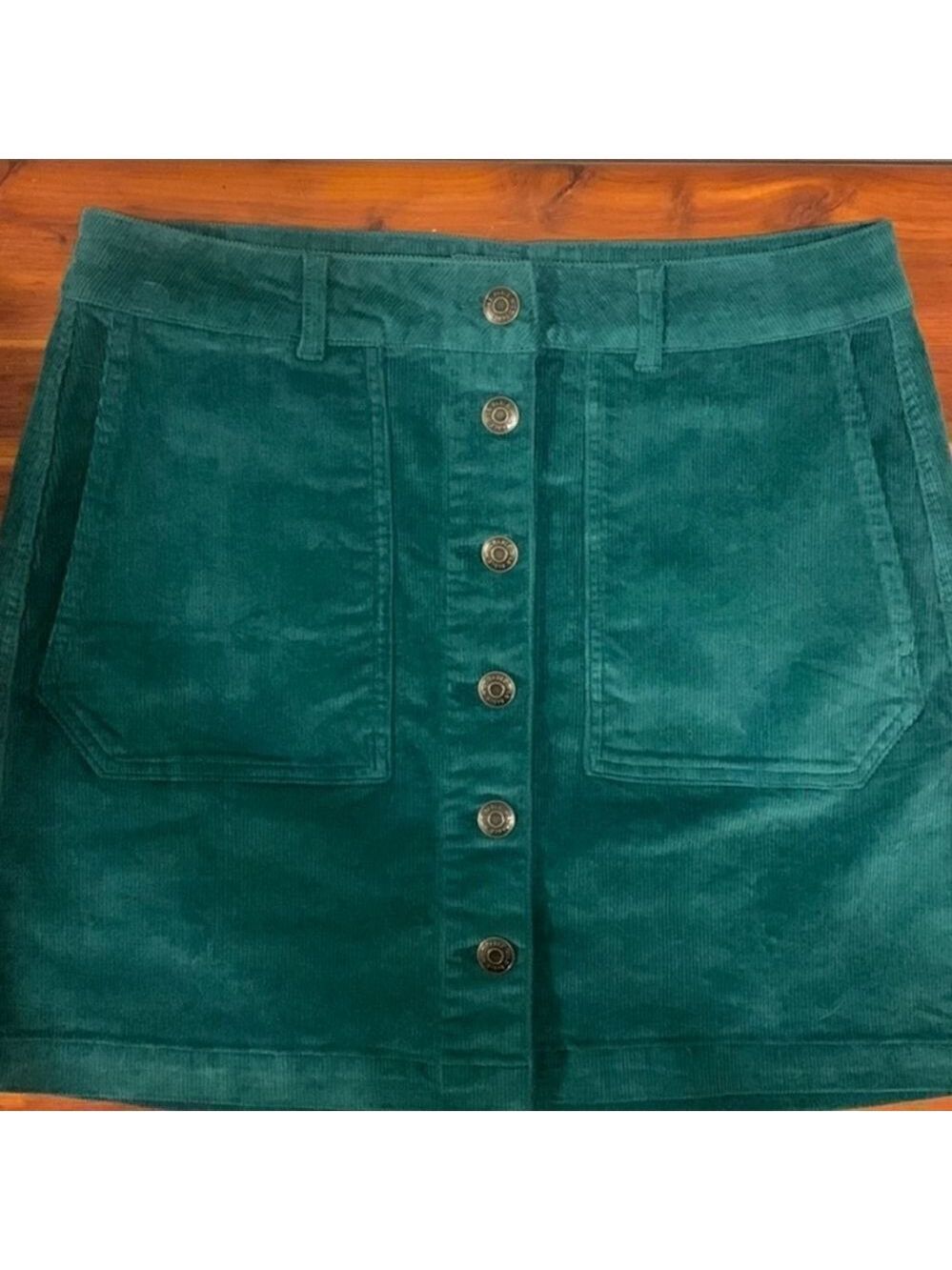 Wild Fable Women's  Button-Front Corduroy Mini A-Line Teal  Skirt NWT Size 00
